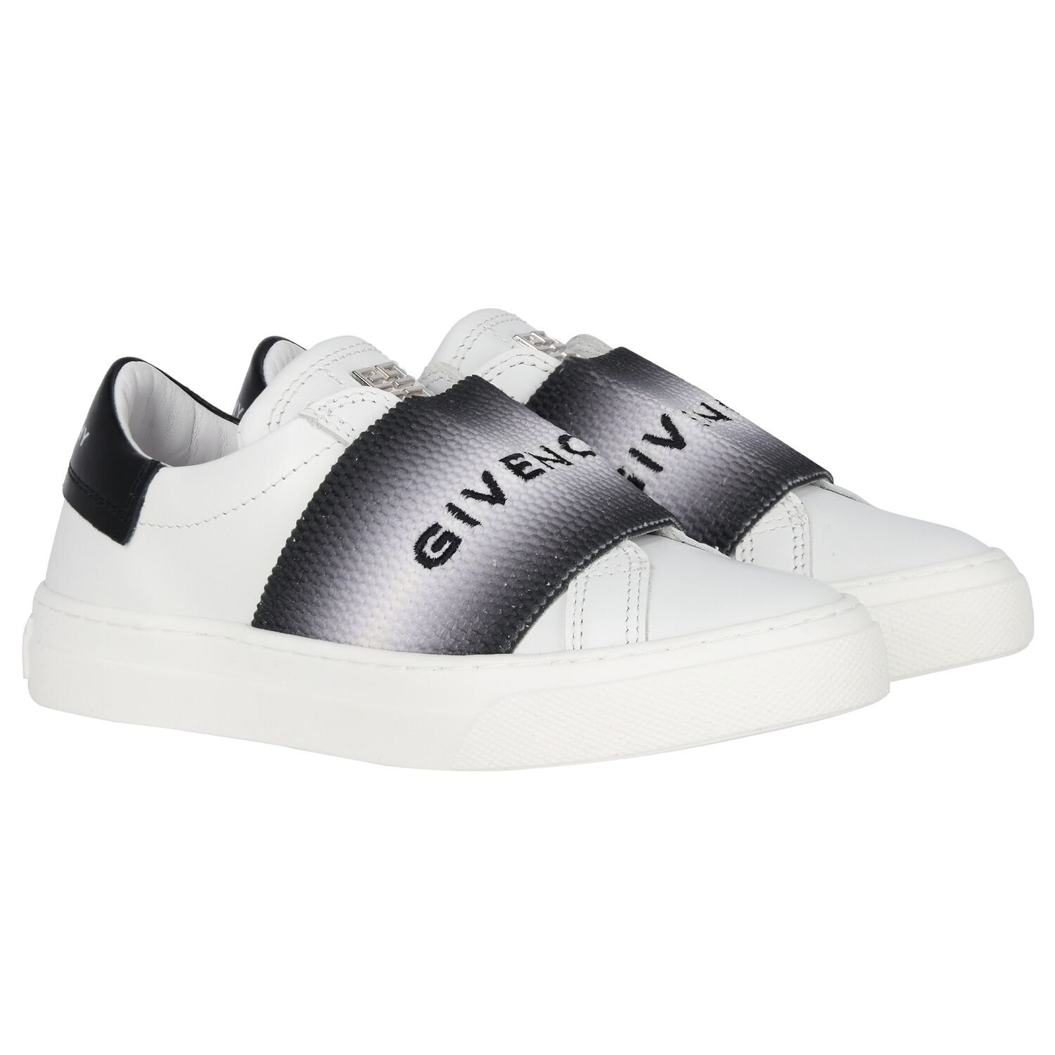 White & Black Logo Trainers, 1, hi-res