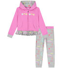 Girls Pink & Grey Logo Tracksuit, 1, hi-res