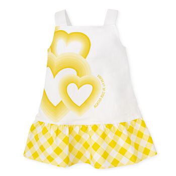 Girls Yellow & White Logo Dress