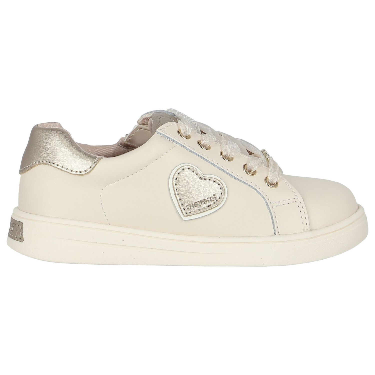 Girls Ivory Heart Trainers, 1, hi-res image number null