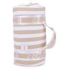 White & Beige Striped Logo Baby Blanket , 1, hi-res