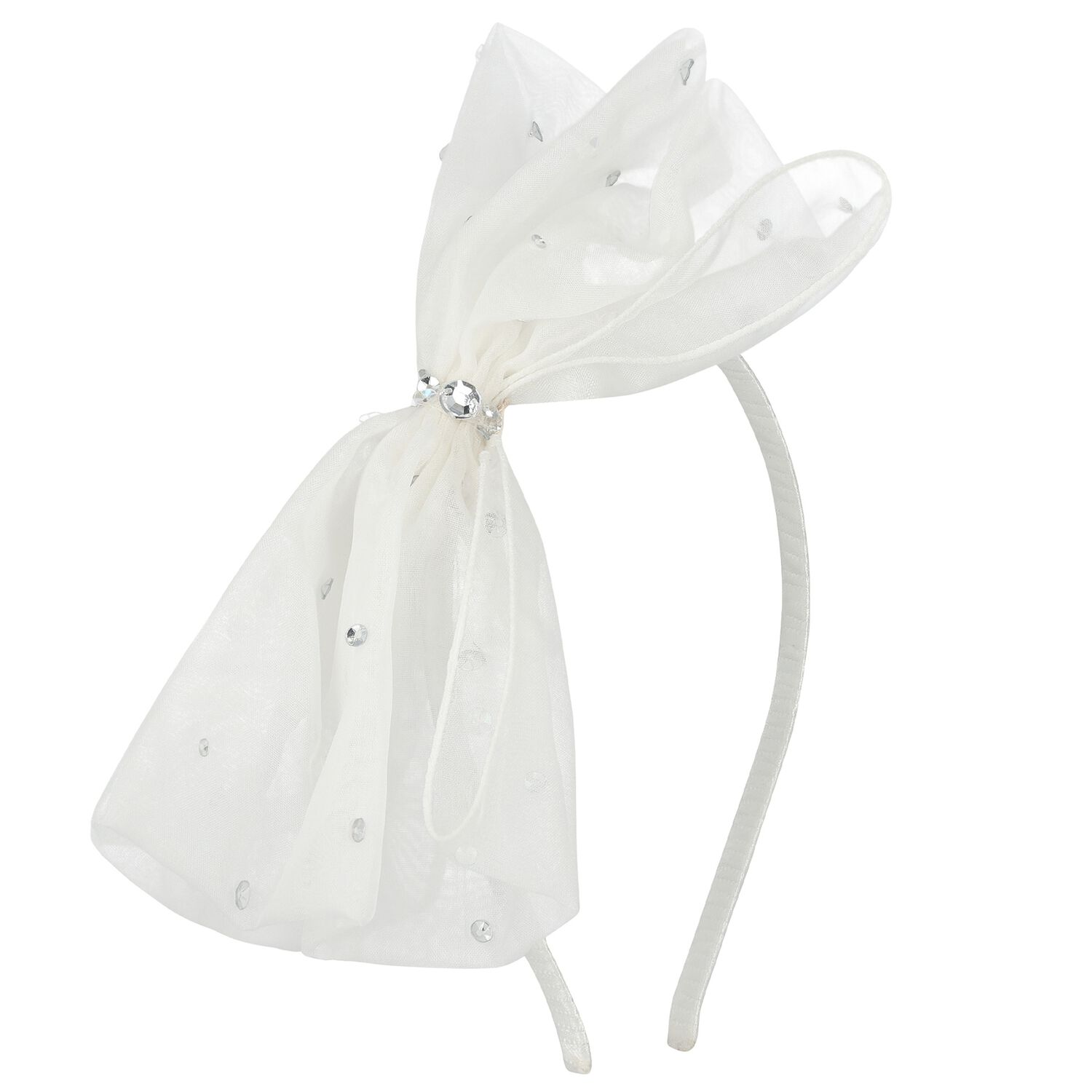 Girls Ivory Bow Headband, 2, hi-res