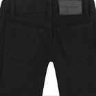 بنطلون جينز بالشعار باللون الأسود للبنات, 1, hi-res