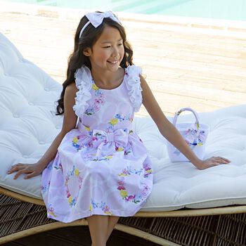 Girls Pink Ruffled Floral Dress