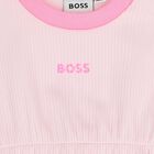 طقم فستان باللون الوردي بشعار للبنات , 1, hi-res