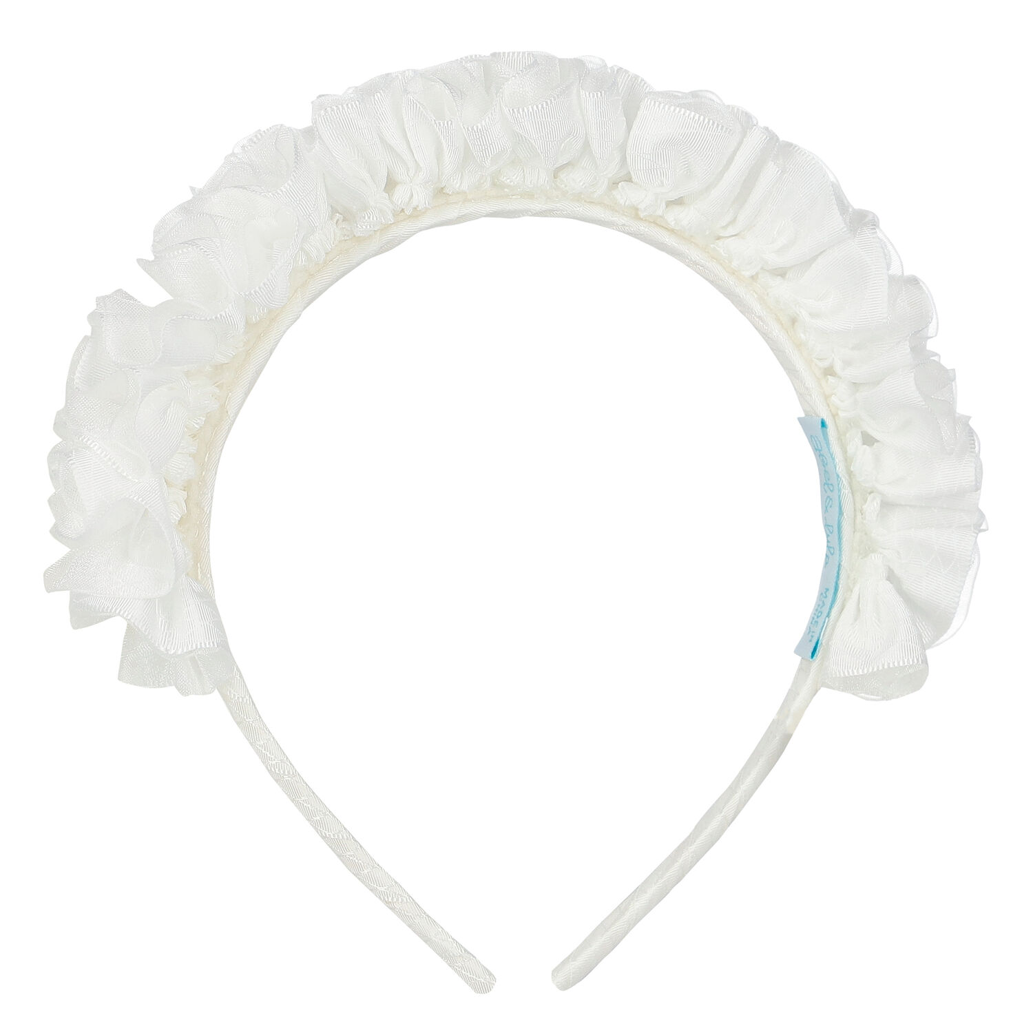 Girls White Ruffled Headband, 1, hi-res image number null
