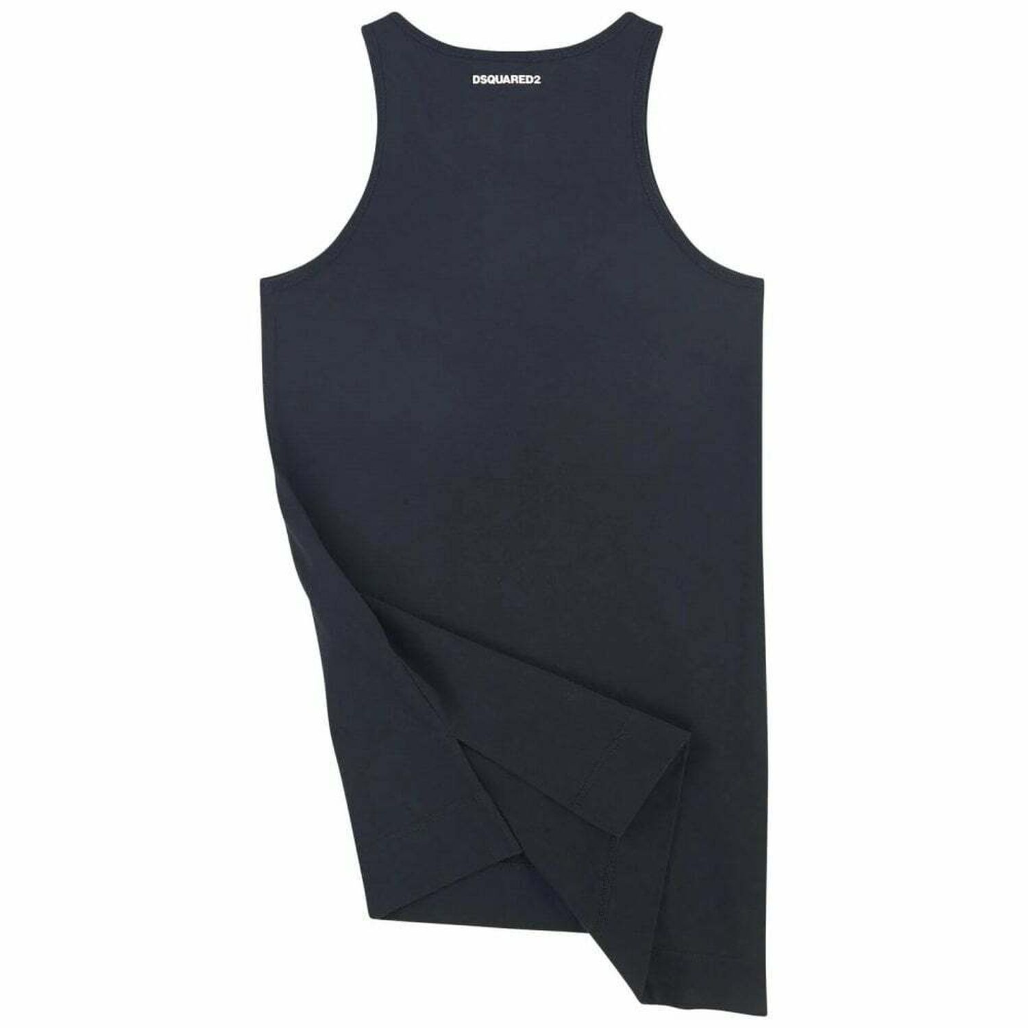 فستان قطن بالشعار باللون الاسود للبنات, 1, hi-res