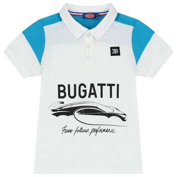 Boys White & Blue Logo Polo Shirt