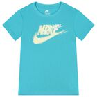 طقم شورت اولاد بالشعار باللون الازرق , 1, hi-res