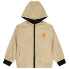 Boys Black & Beige Reversible Hooded Zip Up Top, 1, hi-res