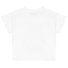 تيشيرت بشعار تيدي باللون الأبيض للبنات, 3, hi-res