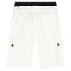 Boys White Logo Shorts, 1, hi-res