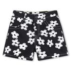 Girls Black Flower Shorts, 1, hi-res