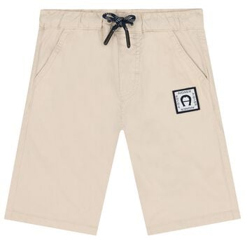 Younger Boys Beige Logo Shorts