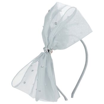 Girls Blue Organza Sequinned Bow Headband