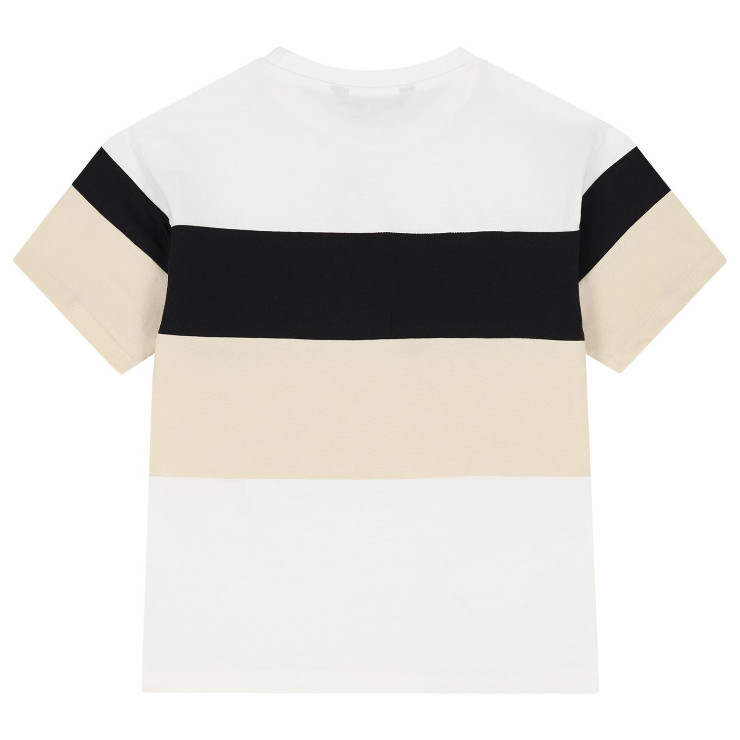 Boys White, Black & Beige Striped Shorts Set, 1, hi-res