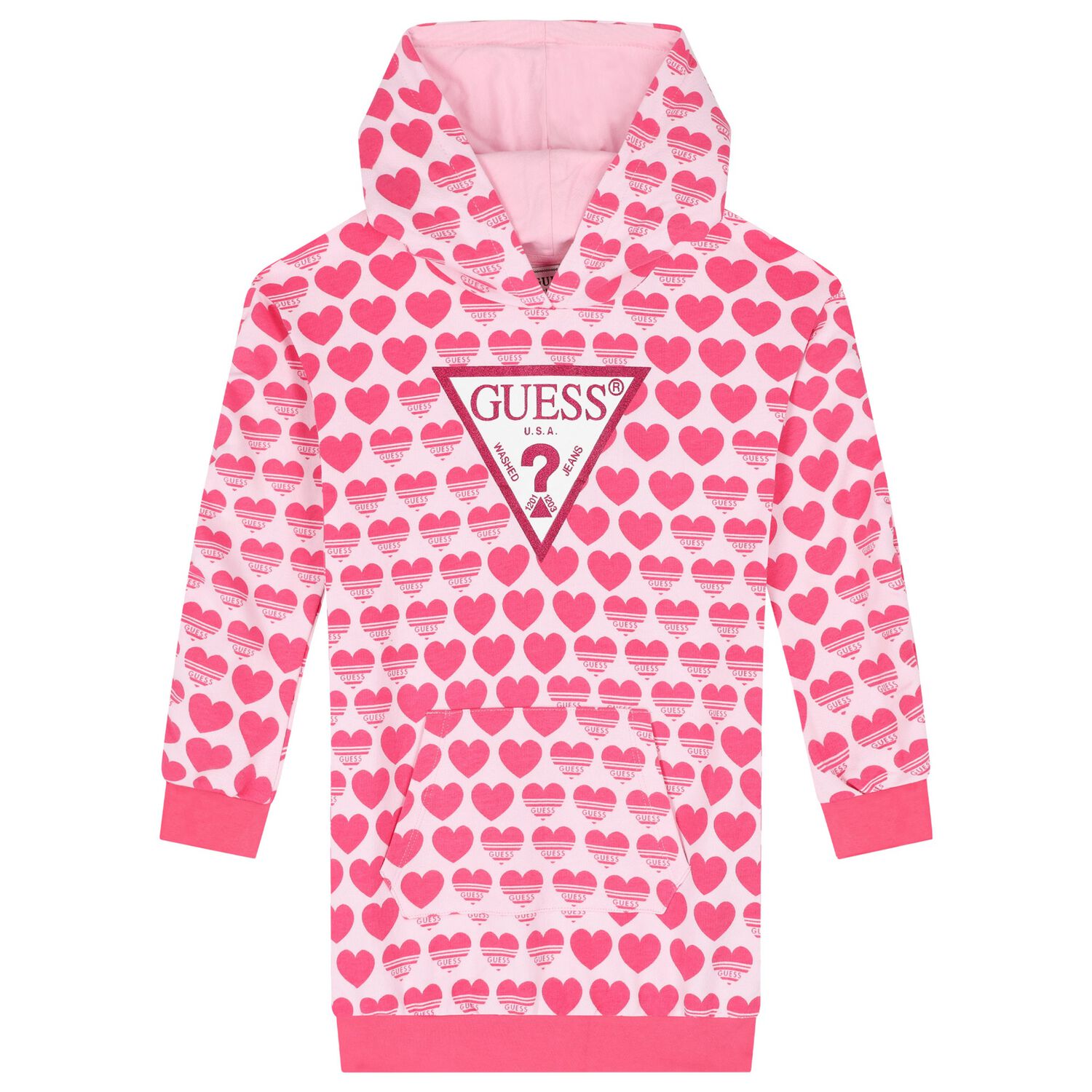 Girls Pink Logo Dress, 1, hi-res