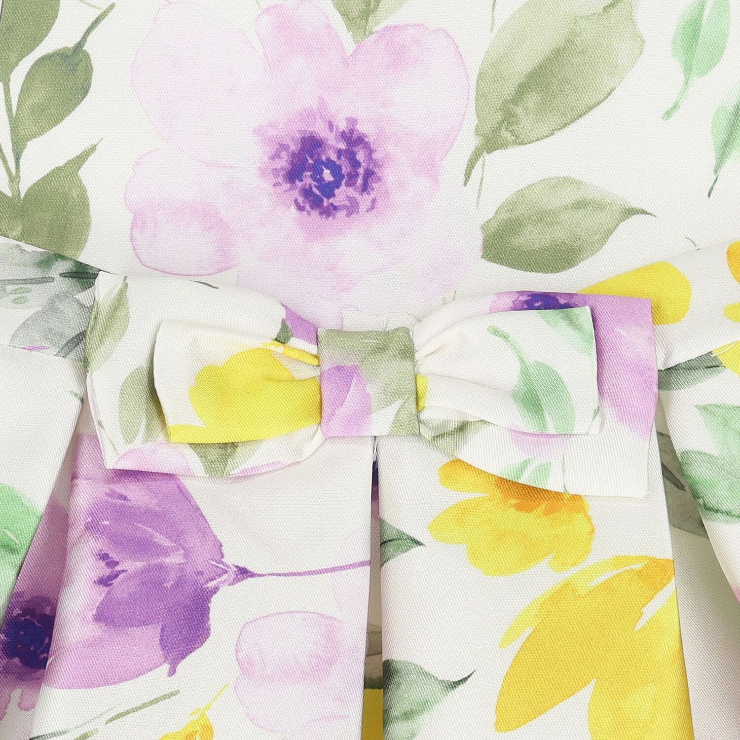 فستان ساتان بطبعة الزهور باللون الأبيض للبنات, 1, hi-res