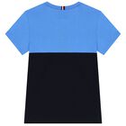 Boys Navy Blue & Blue Logo Shorts Set, 1, hi-res