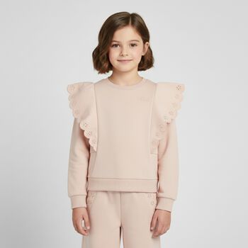 سويتشيرت بنات بالشعار باللون الزهري