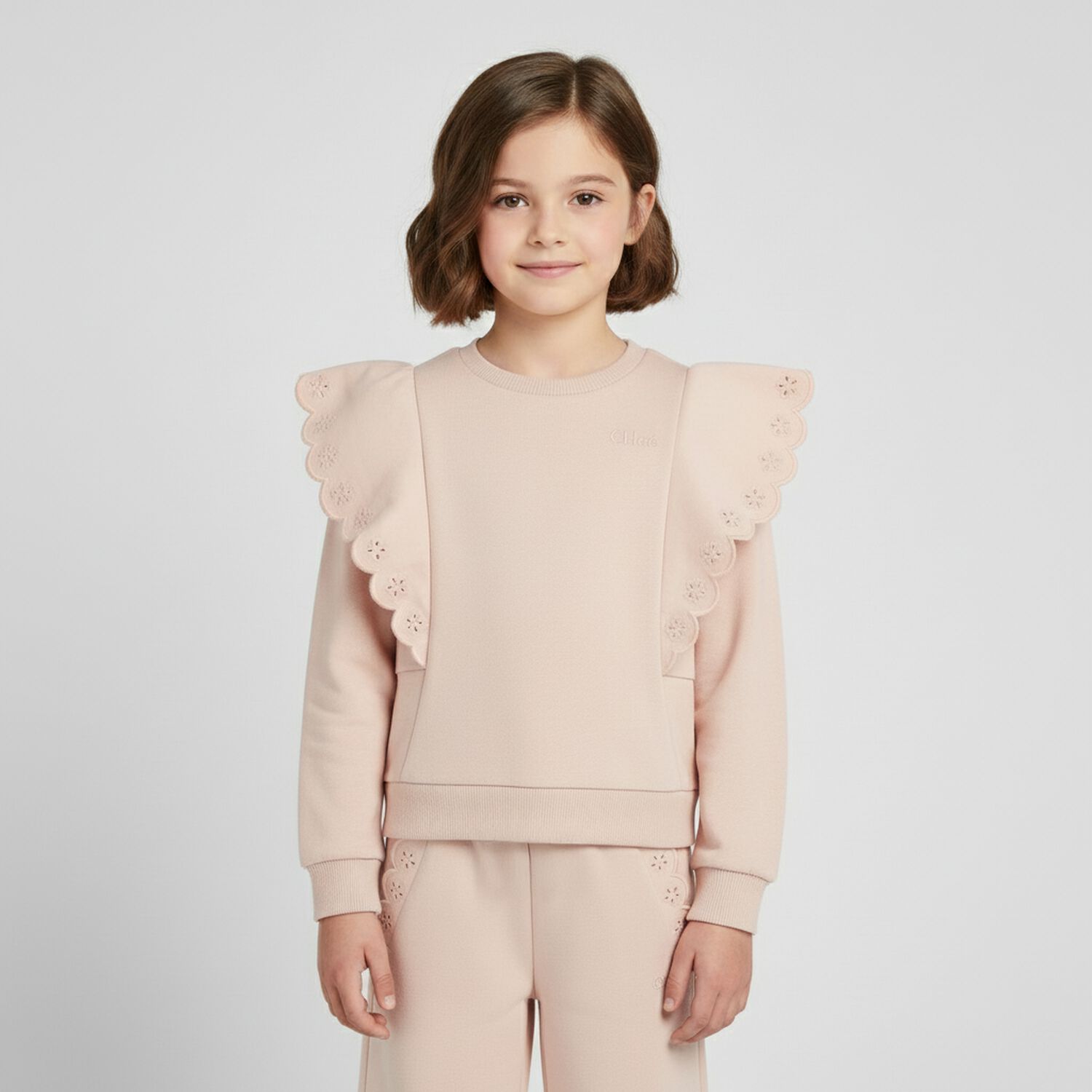 سويتشيرت بنات بالشعار باللون الزهري, 1, hi-res image number null