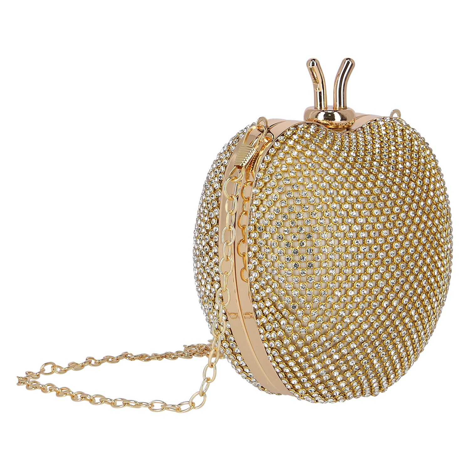 Girls Gold Embellished Satin Bag, 1, hi-res