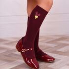 Girls Burgundy Bow Socks, 1, hi-res