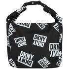 حقيبة كتف بالشعار باللون الأسود للبنات , 1, hi-res