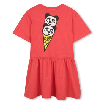 Girls Red Panda Ice Cream Logo Dress