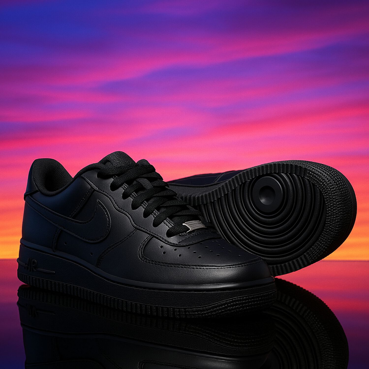 Black Air Force 1 Trainers, 1, hi-res image number null