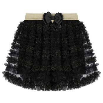Girls Black & Gold Glitter Skirt