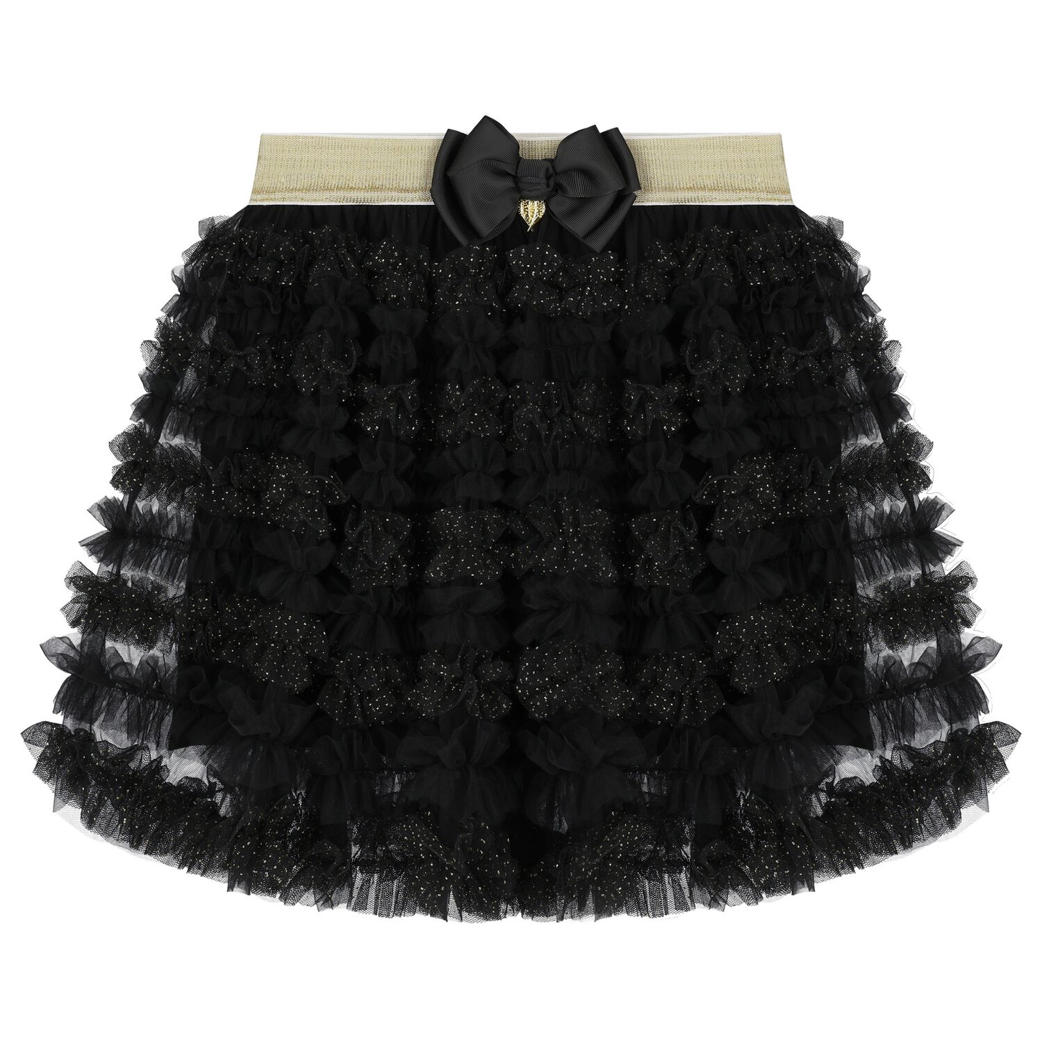 تنورة بنات مزينة بالترتر باللون الأسود والذهبي , 1, hi-res image number null