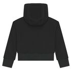 Girls Black Logo Hooded Zip Up Top, 1, hi-res