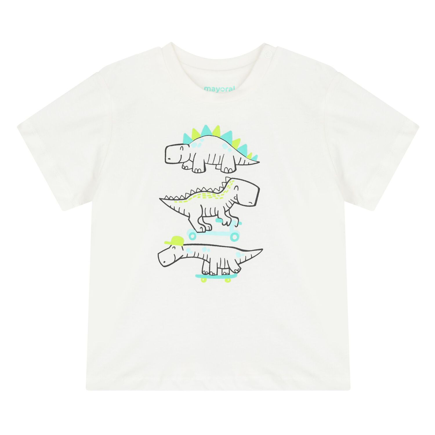 Younger Boys Ivory, Green & White Dino Tracksuit Set, 1, hi-res