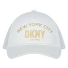 Girls White & Gold Logo Cap, 1, hi-res