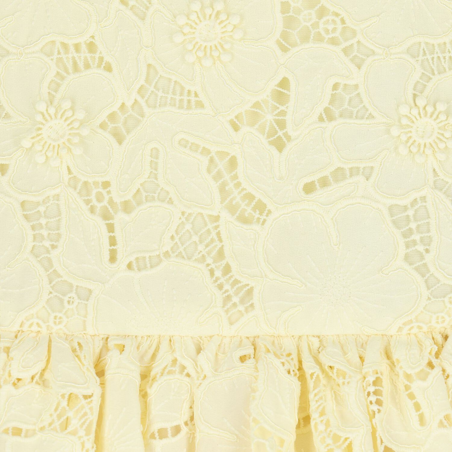 Girls Yellow Flower Lace Dress, 1, hi-res
