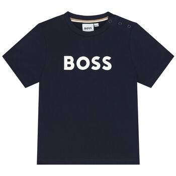 Younger Boys Navy Blue Logo T-Shirt