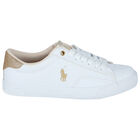 Girls White & Gold Logo Trainers, 1, hi-res