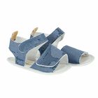 Baby Girls Blue & Beige Geo Map Pre Walker Sandals, 1, hi-res