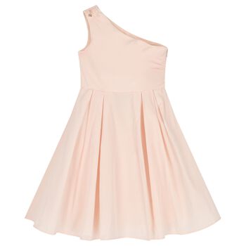 Girls Pink One Shoulder Dress