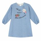 Girls Blue Embroidered Dress, 1, hi-res
