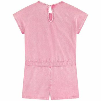 Girls Pink Logo Playsuit