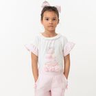Girls White & Pink Pastry Shorts Set, 1, hi-res
