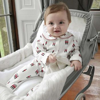 Baby White Printed Babygrow