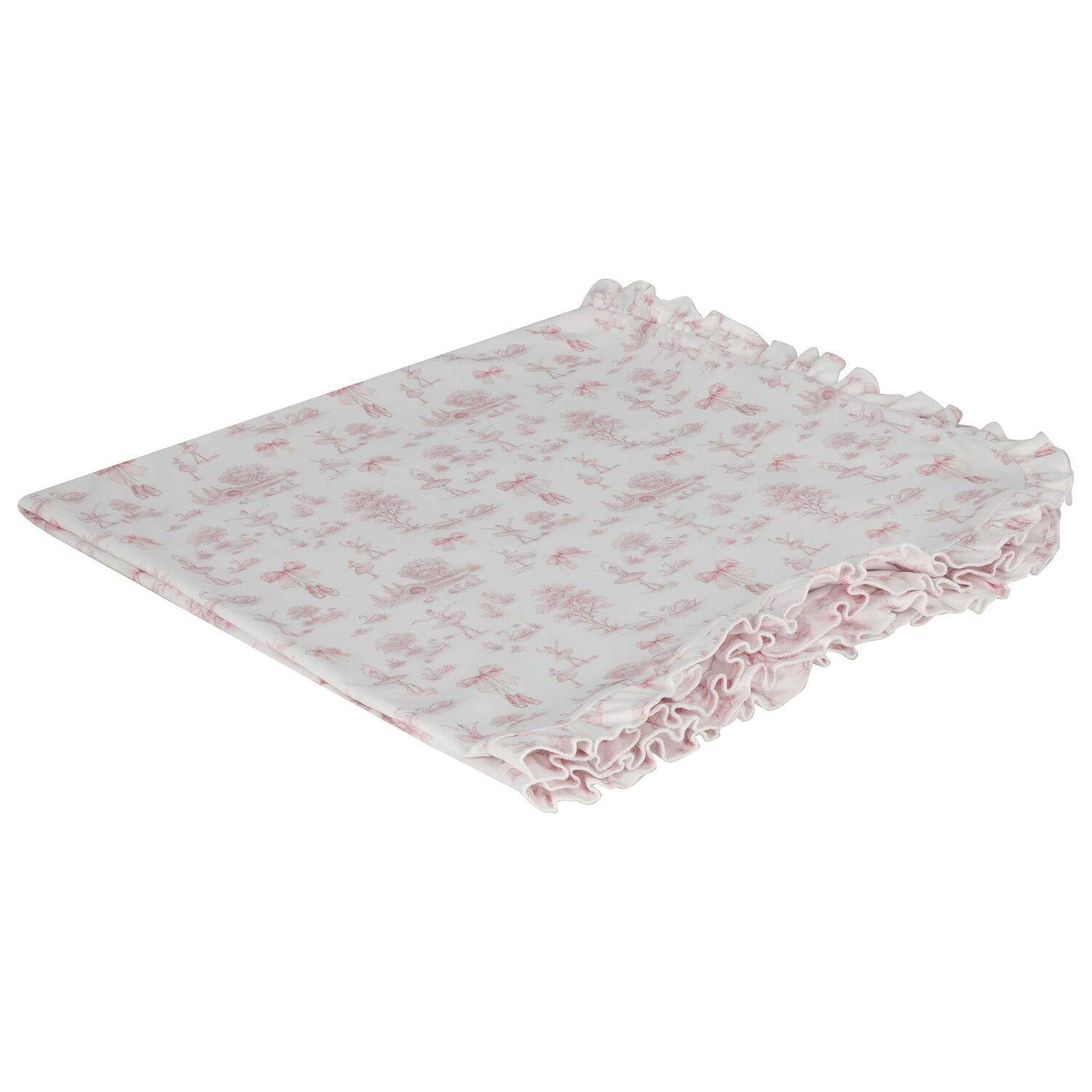 Baby Girls White & Pink Swan Blanket, 1, hi-res