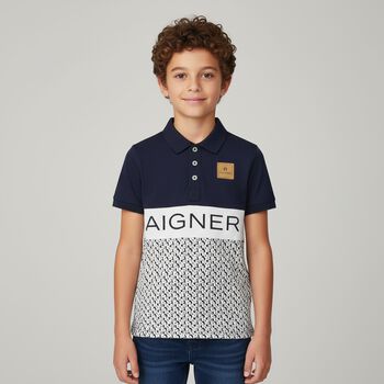 Boys Navy Blue Logo Polo Shirt