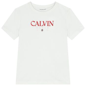 تي شيرت بنات بالشعار باللون الأبيض