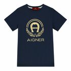 Boys Navy & Grey Logo Pyjamas, 1, hi-res