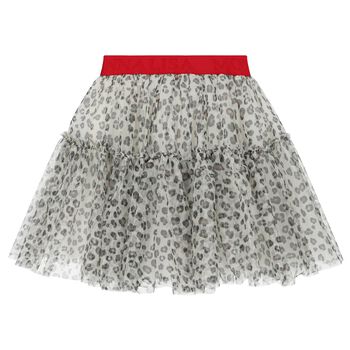 Girls Ivory Leopard Tulle Skirt