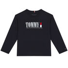 تيشيرت قطن بالشعار باللون الكحلي للأولاد, 1, hi-res